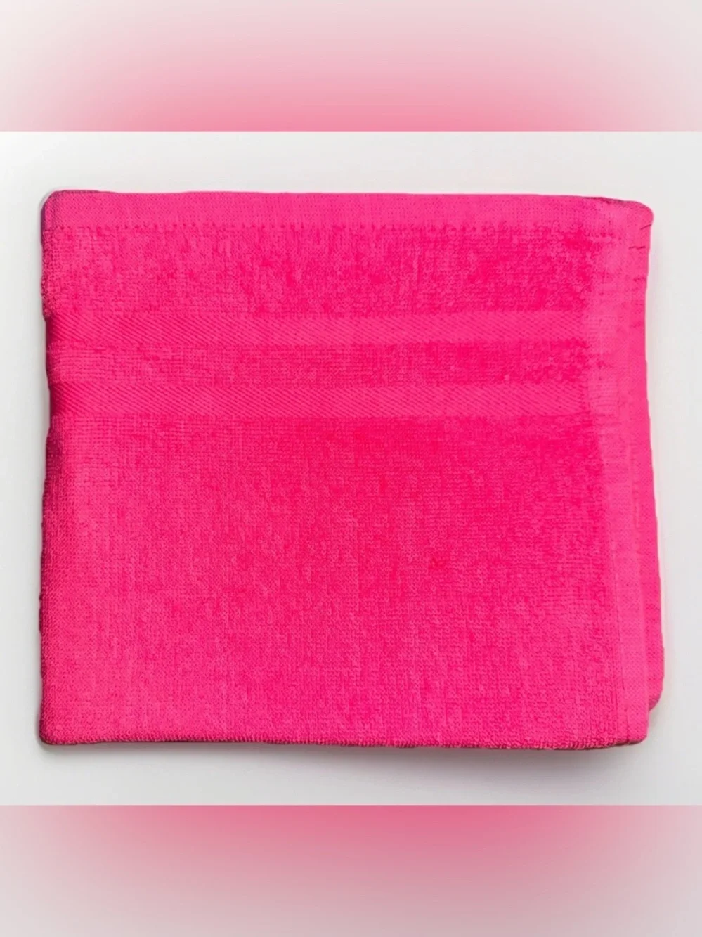 Cotton Bath Sheet Towel With Hanger Solid Fuchsia Pink 19x34.5in Like New Pool